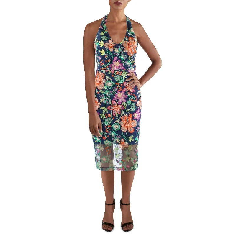 Guess Womens Mesh Embroidered Sheath Dress