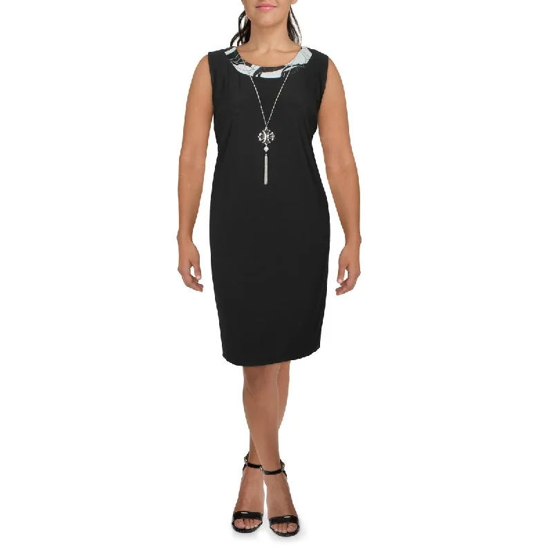 R&M Richards Womens Plus Knit Sleeveless Sheath Dress