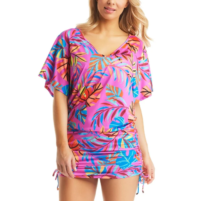 Bar III Womens Printed Caftan Cover-Up