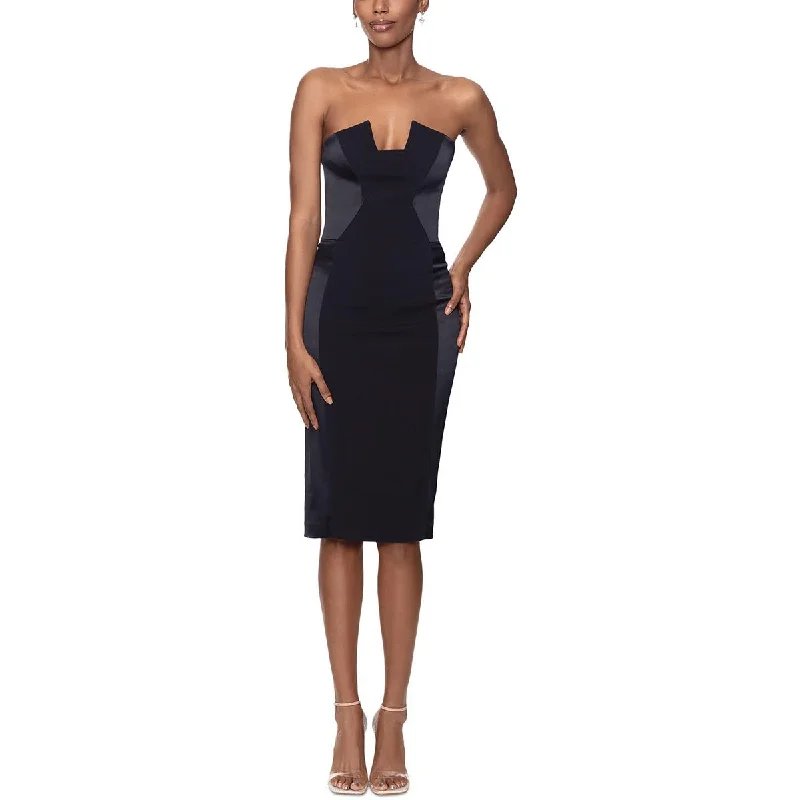 Betsy & Adam Womens Satin Trim Satin Sheath Dress