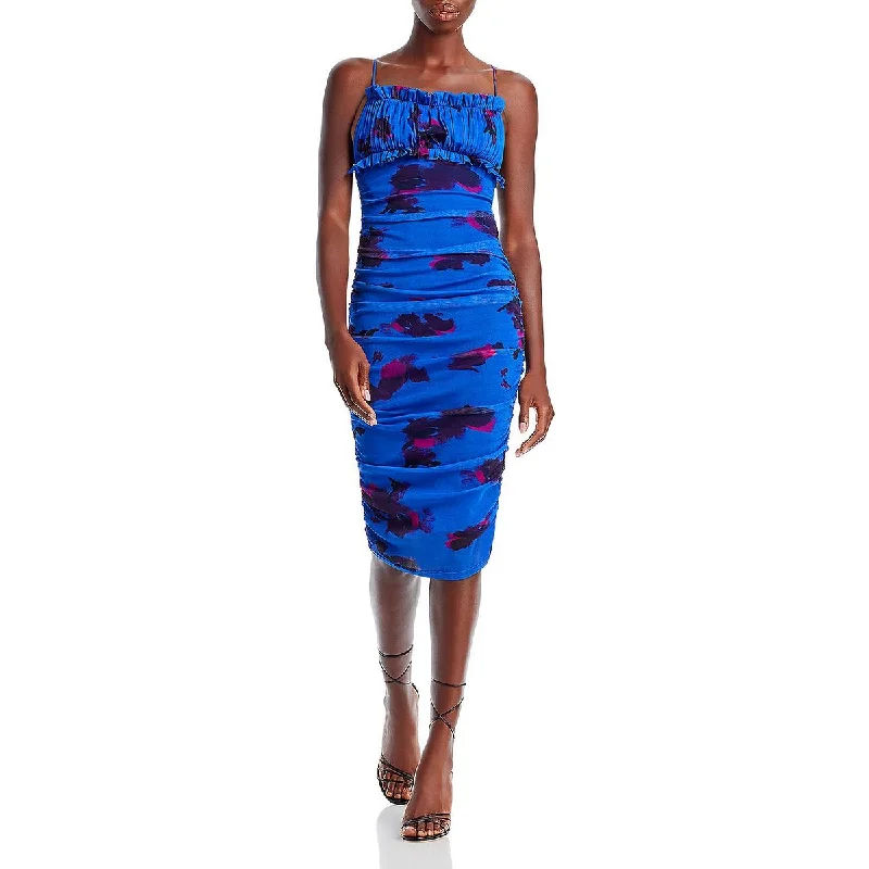 Black Halo Womens Azra Ruffle Trim Knee Sheath Dress