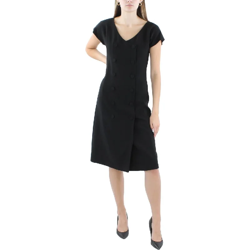 Black Halo Womens Knee-Length Cap Sleeve Sheath Dress