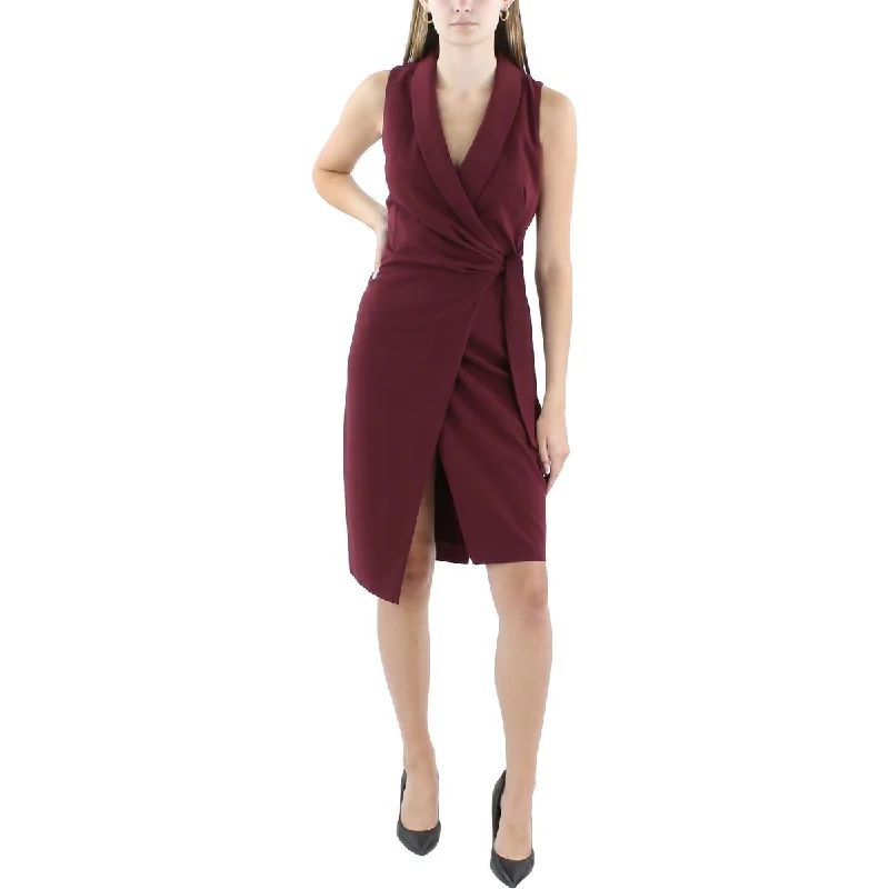 Black Halo Womens Knee-Length Side Tie Sheath Dress