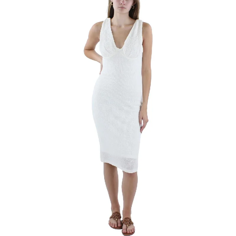 Black Halo Womens Midi Stretch Sheath Dress