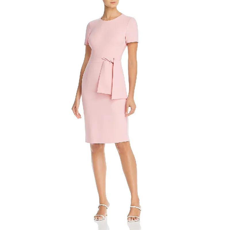Black Halo Womens Tie Front Scoop Neck Sheath Dress