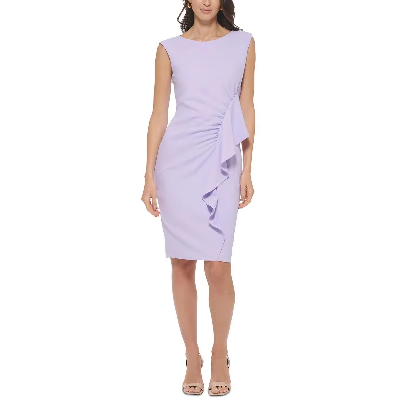 Calvin Klein Womens Ruched Knee Length Sheath Dress