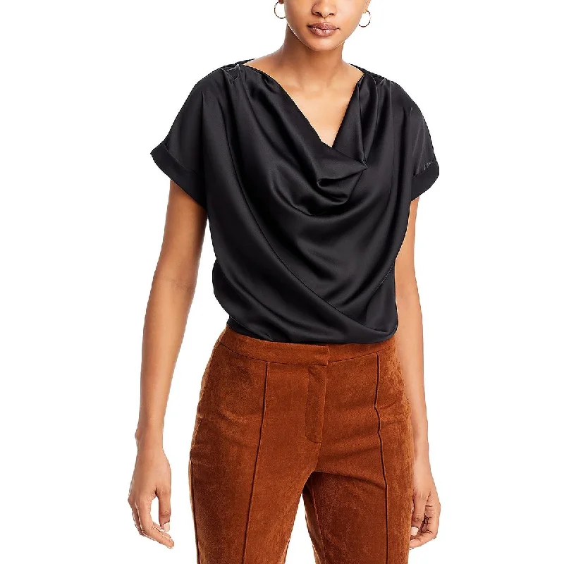 Cupio Womens Drapey Cowl Neck Blouse