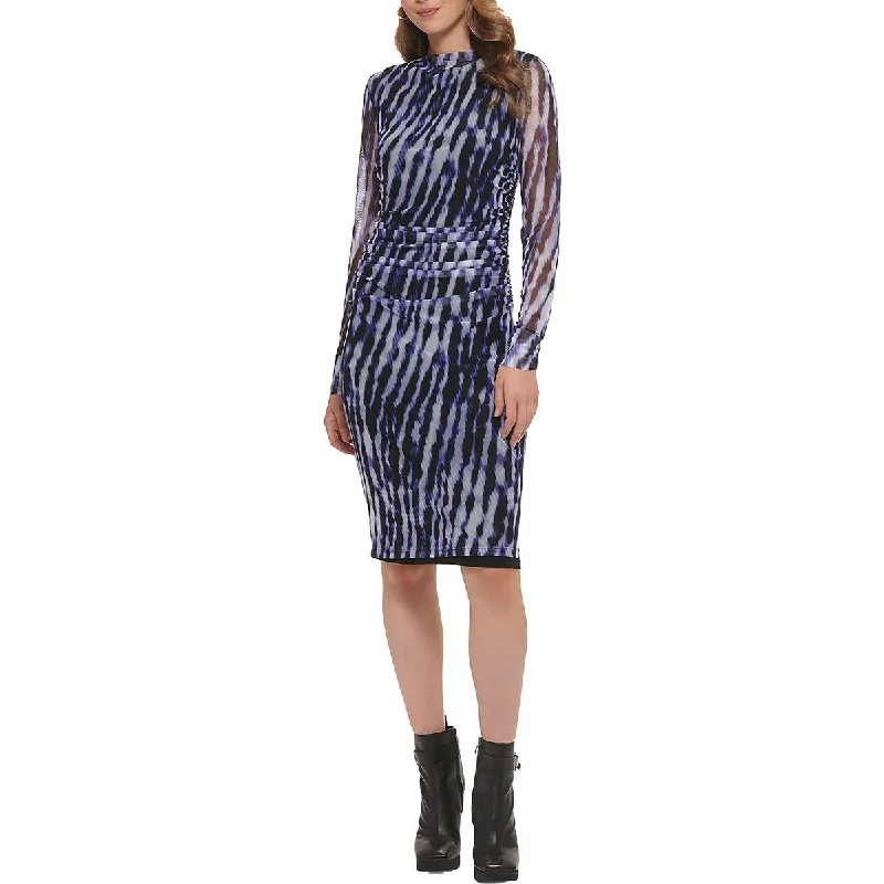 DKNY Womens Printed Knee-Length Sheath Dress