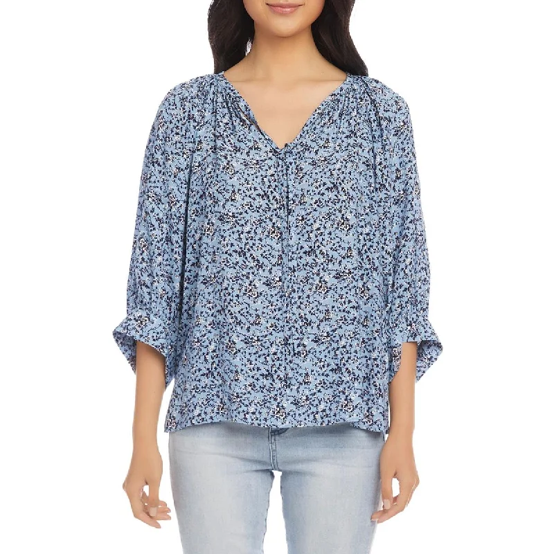 Karen Kane Womens Blouson Split Neck Blouse