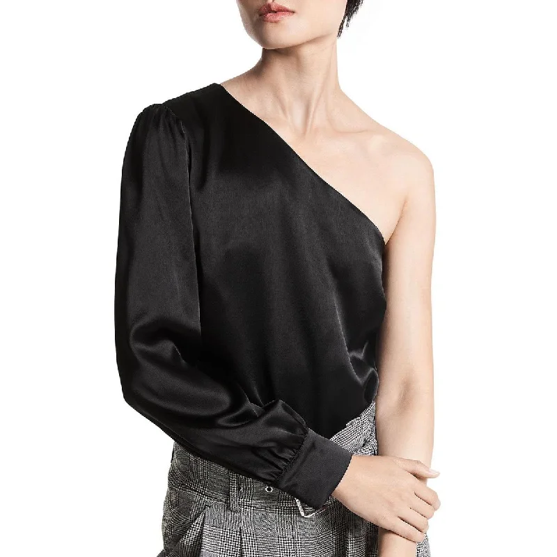MICHAEL Michael Kors Womens Satin One Shoulder Blouse