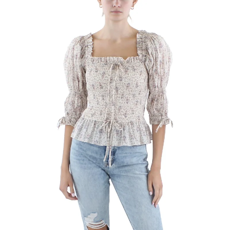 Polo Ralph Lauren Womens Smocked  Blouse