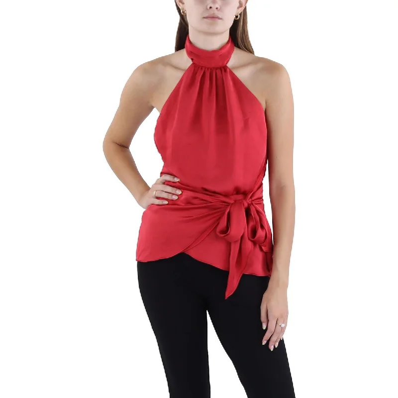 Ramy Brook Womens Dahpne Satin Halter Blouse