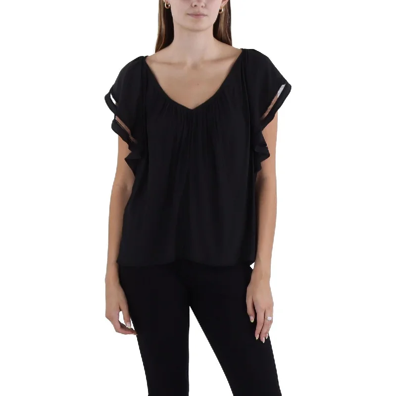 Ramy Brook Womens Mesh Gathered Blouse