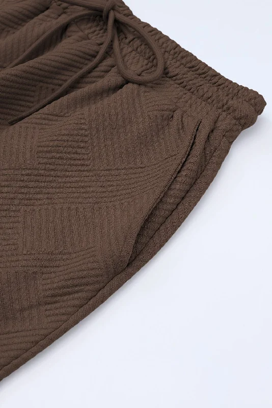 Textured Knit Short Sleeve Top and Wide Leg Pants