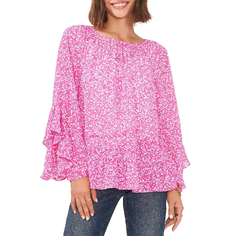 Vince Camuto Womens Ruffled Crepe Blouse