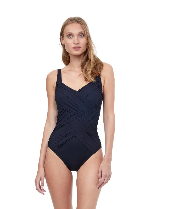 Gottex Lattice Square Neck One Piece Swimsuit