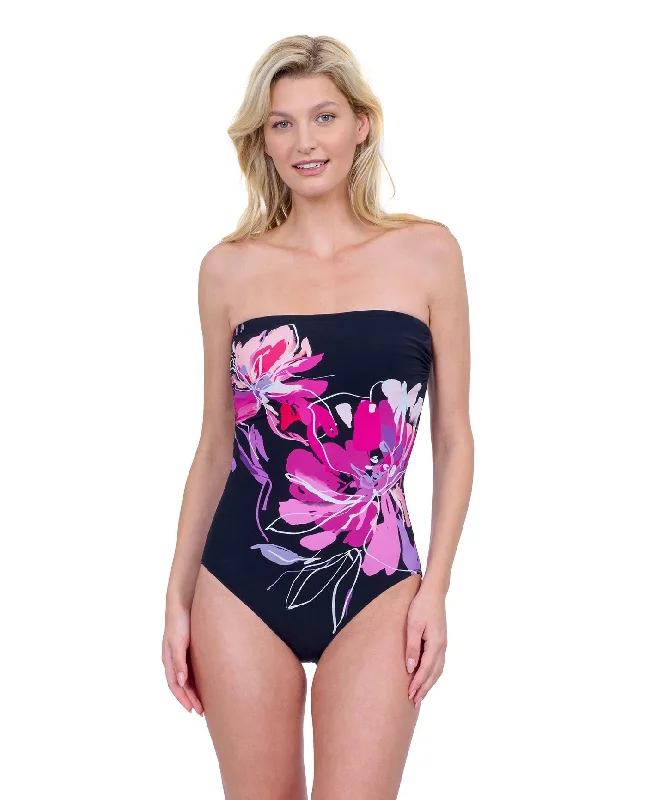 Gottex Water Lily Bandeau Strapless One Piece Swimsuit