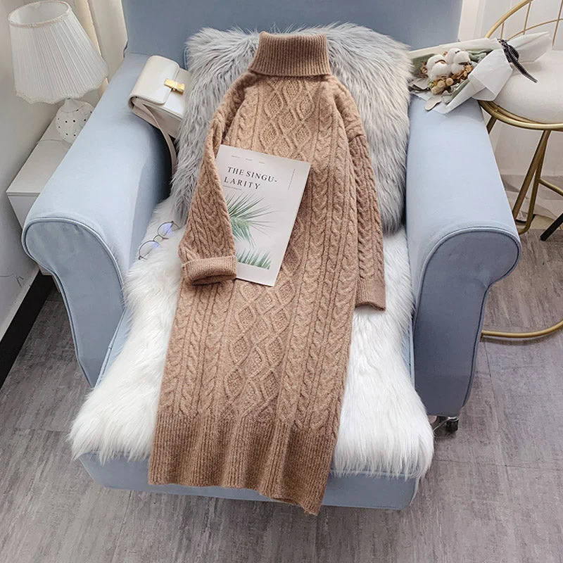 High neck long style with coat and woolen dress  4926