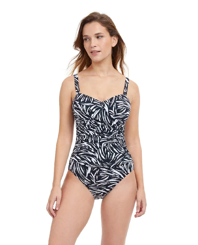 Profile By Gottex Black Swan D-Cup Underwire One Piece Swimsuit