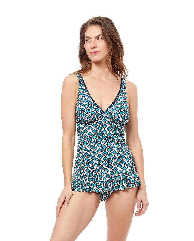 Profile By Gottex Masquerade D-Cup V-Neck Peplum One Piece Swimsuit