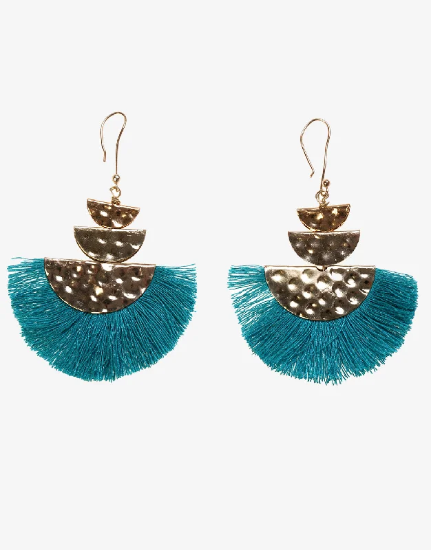 Fan Earrings - Teal