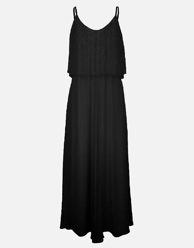 Flounce Maxi Dress - Black