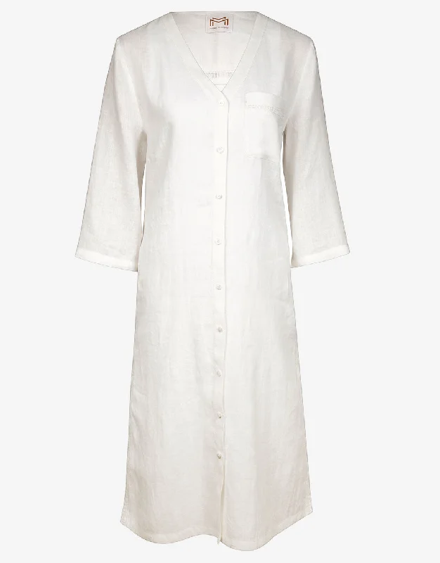 The White Collection Midi Beach Shirt - Natural White