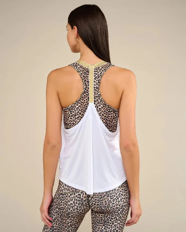 LEOTEE white and gold yoga tank top