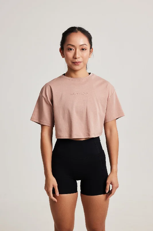 Oversized Crop Tee in Clay