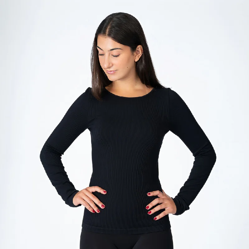 Soft Ribbed Long Sleeve Crew Neck Tee