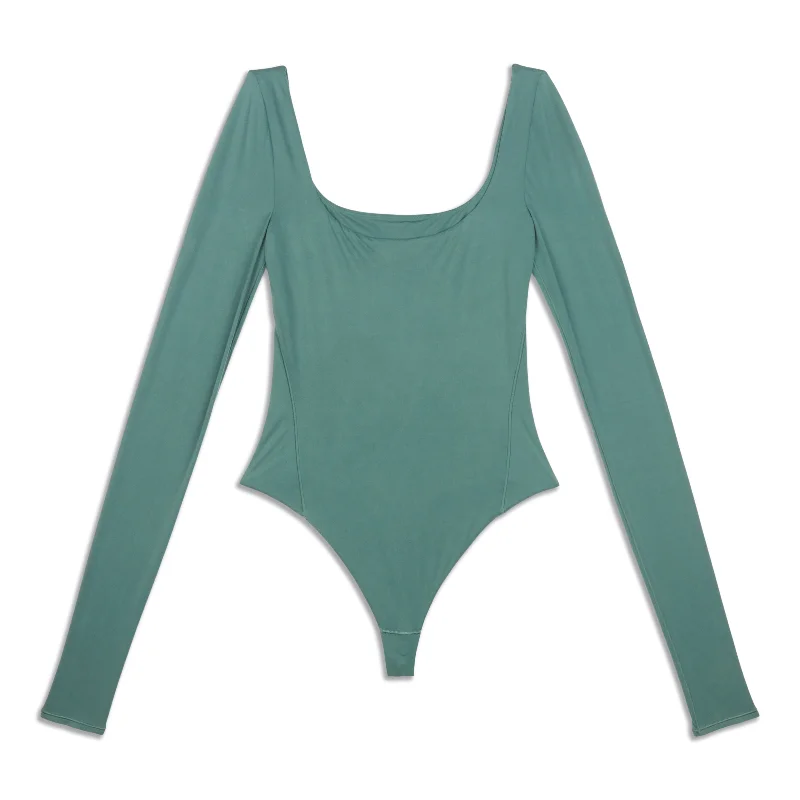 Wundermost Ultra-Soft Square-Neck Long-Sleeve Bodysuit - Resale