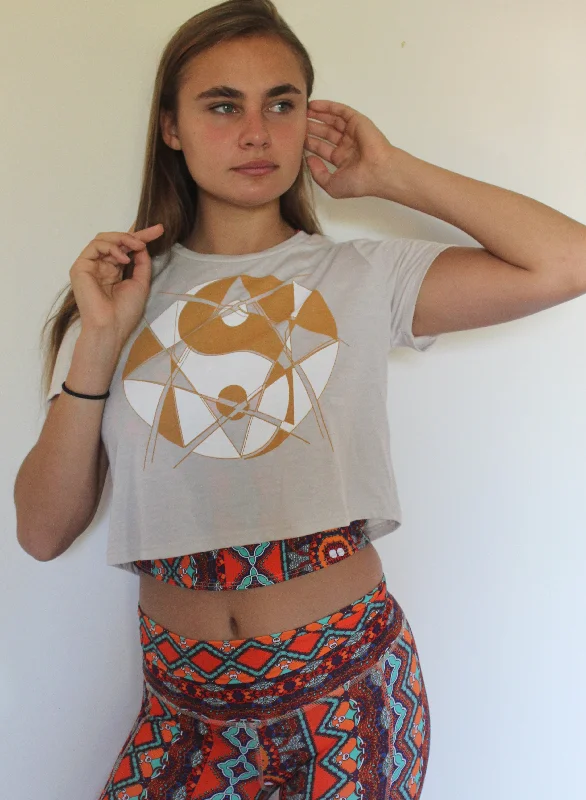 Yin + Yang Mid Crop Tee (Taupe)